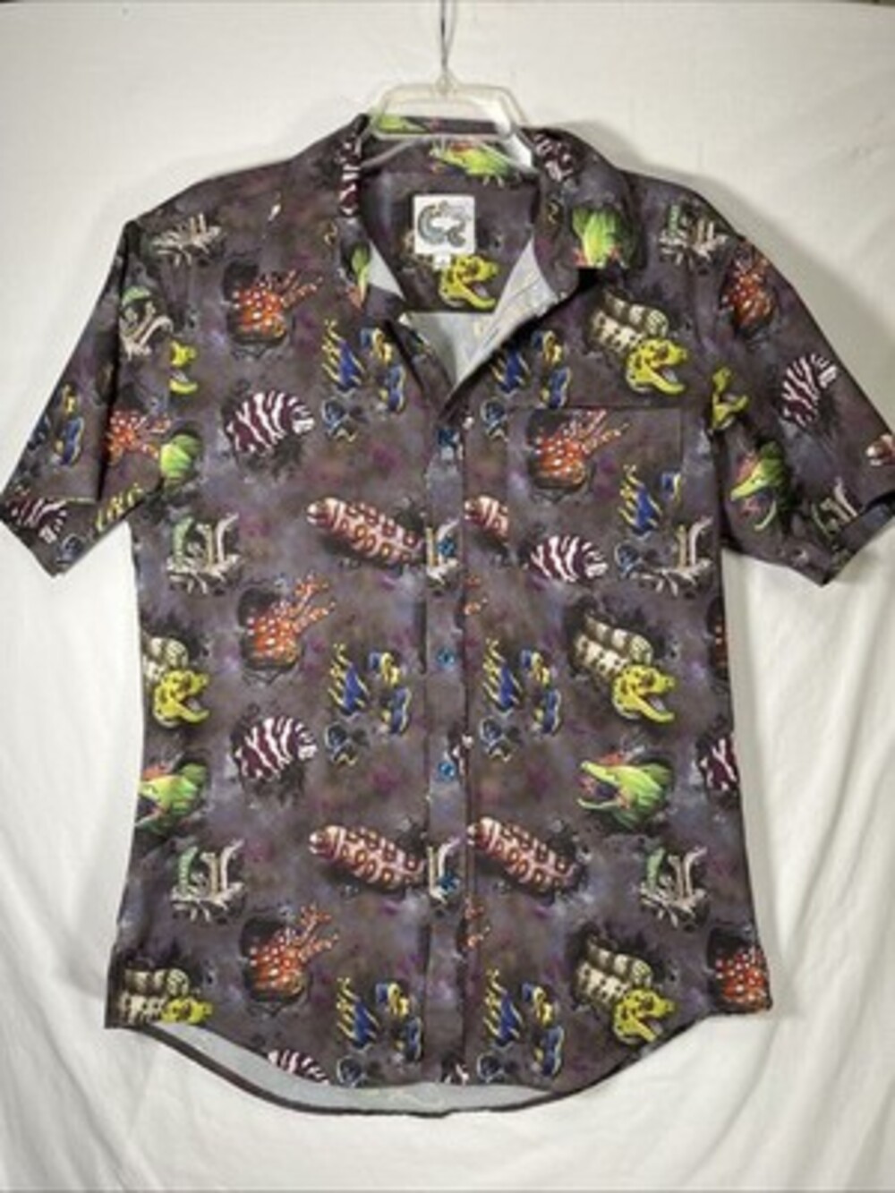 Crescent Creepers Short Sleeve Men's Button Up Shirt Size Small